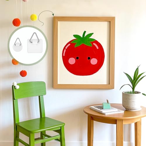 Image of 60Pcs Sticky Picture Hangers Without Nails Adhesive Plate Wall Hanging Frame Hooks White Plastic Frames Hooks Picture Frame Hook (Round Square)