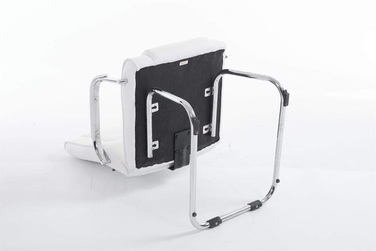 CLP Chaise Cantilever Attila XXL avec Accoudoirs - Fauteuil Oscillant de Bureau en Similicuir - Chaise de Salle à Manger Rembourrée Charge Max 1, Couleur:Blanc