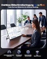 Newsoul Drahtloser Portable Monitor mit Akku 8000 mAh,15,6" Wireless Mobiler Monitor 1080P IPS 125% sRGB, Tragbarer Bildschirm Erweiterung für Laptops/Phone/Mac, Unterstützt AirPlay/Miracast, 1-Pack – Ansicht 5