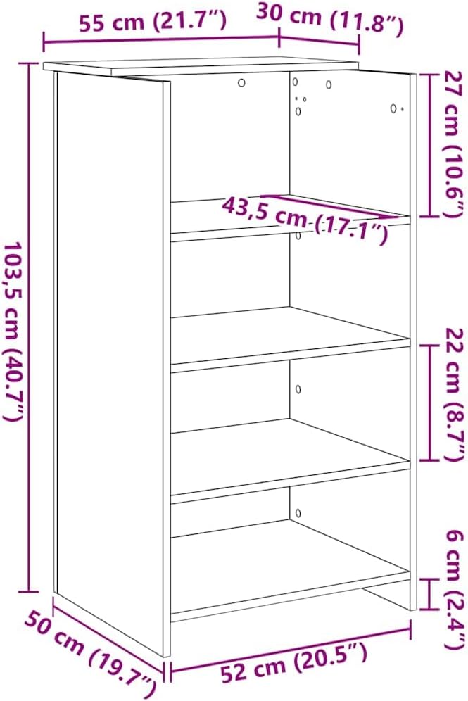 vidaXL Sonoma Oak Reception Desk Engineered Wood 21.7in X 19.7in 40.7in | Modern Wall Mounted Office Furniture with Built in Shelves Ideal for Business Use Front Counter Bar