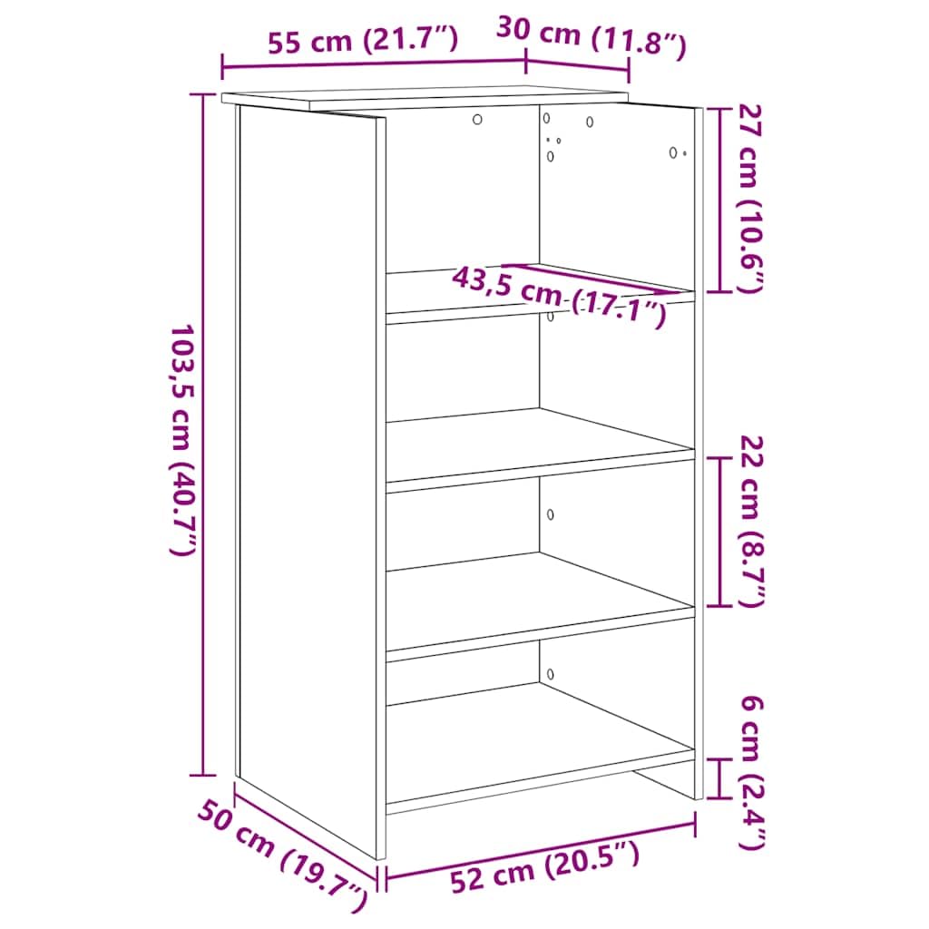 vidaXL Empfangstheke Altholz-Optik 55x50x103,5 cm Holzwerkstoff