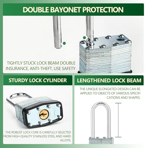 Image of Pad Locks with Same Key 6 Pack, Heavy Duty Outdoor Locks | Same Key Convenience, 6 Locks Share Keys, Durable Steel Body for Storage, Gates, Garages and Outdoor Use