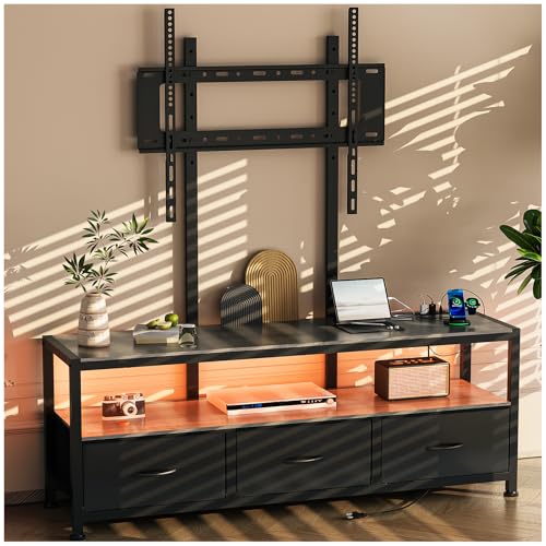 El Mejor Listado de Centro de Tv Top 5. 41 Simple Wisdom Mueble para TV,Muebles TV with Stand,Mesa TVs con Enchufe y Tira LED,Muebles de TVs con 3 Cajones de Tela,para Televisor 32 a 65 Pulgadas,Centro de Entretenimiento...