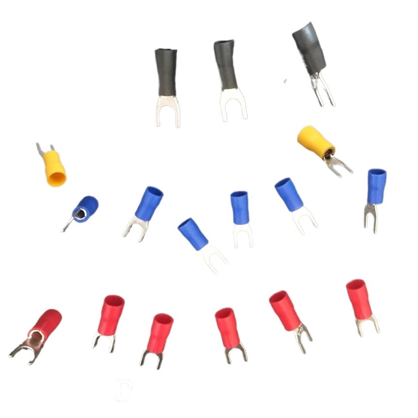 Ciopljhkl Yellow (Copper) U Spade Fork Brass Copper Lug Splice Insulated Cable Wire Connector Crimp Terminal For Auto Motorcycle Marine Repair