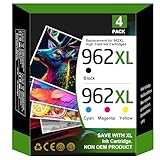 Inktrack 962XL 962 XL Ink Cartridges Combo Pack for OfficeJet Pro 9010 Printer HP 962 962 XL Ink Cartridges for HP OfficeJet Pro 9010 9012 9015 9018 9019 9020 9025 Printer (Black Cyan Magenta Yellow)