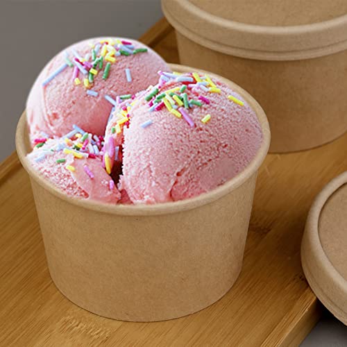 Image of Wuadua 25 Pack 8oz Paper Soup Cups with Lids Disposable Ice Cream Cups