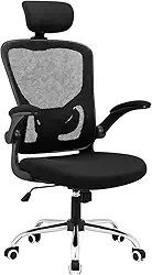 Cadeira Ergonômica de Escritório em Mesh (Preta) – Altura Apoio de Cabeça e Braços Ajustáveis Suporte Lombar Duplo Assento Amplo Capacidade 200 kg