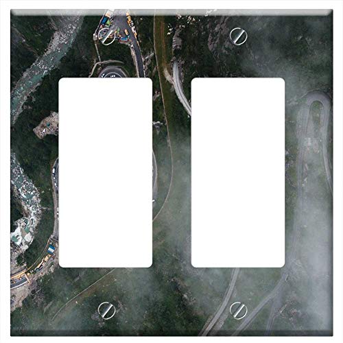 Switch Plate Double Rocker/GFCI - Winding Road Aerial View Road Aerial Drone