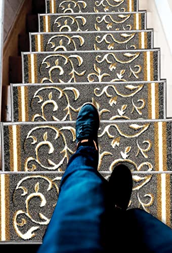 Gloria Rug Non-Slip Rubber Back Stair Treads - Skid Resistant Stair Mats - Set Of 7 (8.5" X 26") (7, Stair-1953) #TOP6