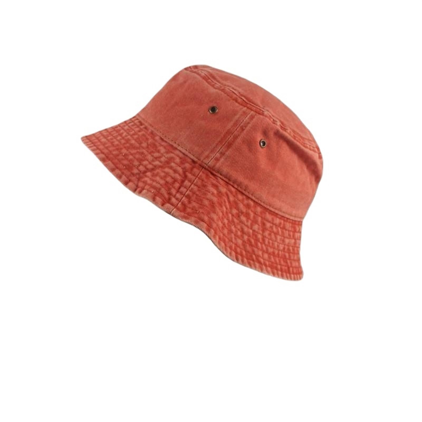 TRRYUIP Bucket Hat Washed Denim Hats Unisex Solid Summer Fisherman Cap Hat for Women Men Bucket Sun Protection(Orange)