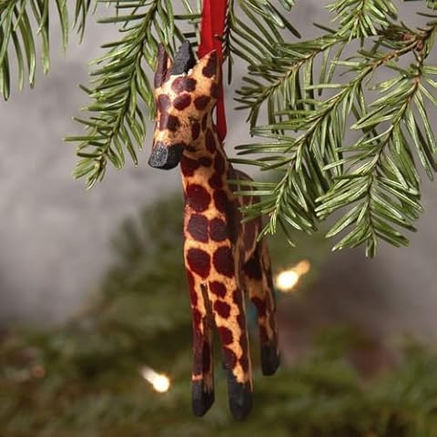 Painted Wood Mini Giraffe Christmas Ornament Cover