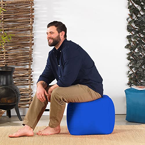 BAR B CUBE Sitzsack Hocker BLAU – Innen & Außen nutzbar (wasserabweisend) - 3