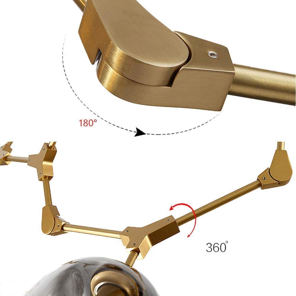Lampadario Moderno Sputnik con Sfera di Vetro Nordico, Lampada a Sospensione Industriale in Metallo a 7 luci E27 Lampada a Sospensione con Ramo Regolabile, lampade da soffitto per Sala da Pranzo,