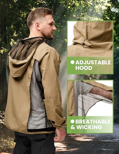 Mosquito Jacket, Chaqueta Durable a Prueba de Mosquitos con Capucha Ajustable y Bolsillo, Traje de Mosquitos para Verano Exterior KXXL miniatura 5