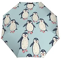 Cartoon Penguin Folding Auto Open Close Umbrella Cute Windproof Compact Travel Umbrella For Rain And Shine Portable for Women Men