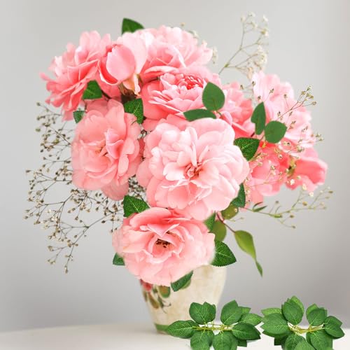 UILYNIU 60 Stück Künstliche Blätter, Gefälschten Blättern, Künstliches Grün Rosenblatt, Gefälschtes Grünes Laub für Heimdekoration, Hochzeit Dekoration, DIY, Hochzeitssträuße, Party Dekoratione (Grün)