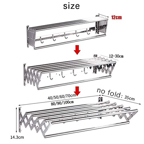 Tendedero plegable extensible para colgar ropa en interior con soporte de pared 3