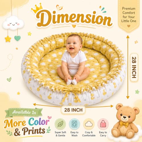 Image of Toddylon New Born Baby Reversible Bedding Set Cotton Mattress Nest (0-6 Months) Green