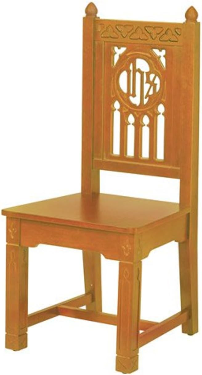 FlorentineMedium Oak Stain IHS Cutout Hardwood Side Chair for Church Use, 19 Inch W x 41 Inch H x 17 Inch D