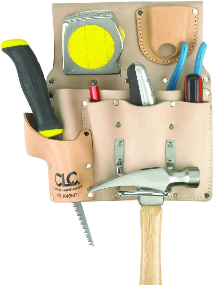 Custom Leathercraft - DW-109 CLC K485R1 Standard Drywaller's Tool Pouch, Chrome-Tanned Heavy Duty, 7-Pocket, Small