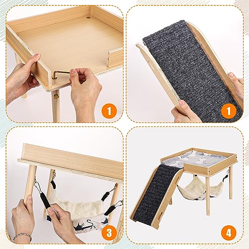 Soporte de madera para cama de animales con cojín acolchado extraíble para hámster 5