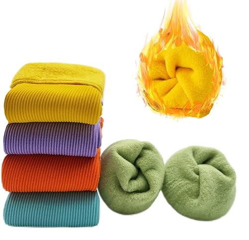 5 Pairs Kids Thermal Fleece Socks,Velvet Snow Socks, Anti-Slip Grip Cozy Fluffy Winter Sock Warmer Insulated Socks For Girls And Boys #TOP30