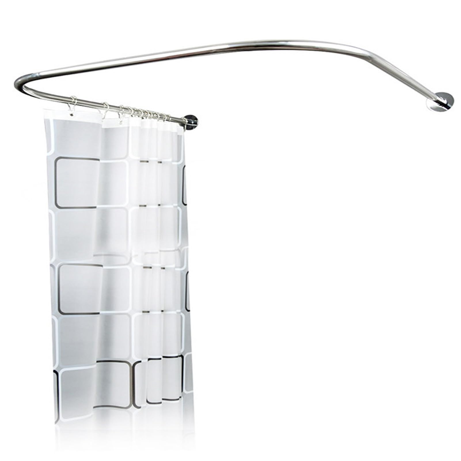 U Shaped Shower Curtain Rod, Bathroom Corner Shower Curtain Rod Rack, Stainless Steel Home Shower Curtain Rod, Size Adjustable 60~90cm/70~110cm, Shower Curtain Not Included ( Size : 90x90x90cm )