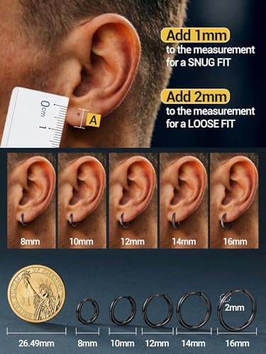PROSTEEL Stainless Steel Mens Huggie Hoop Earrings Black by PROSTEEL - Used condition - Image 12