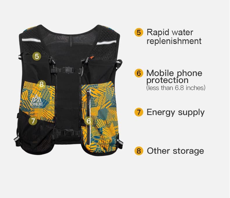 Miniatura 8 de Mochila ligera de hidratación, mochila de senderismo con aislamiento de 12 litros para senderismo, ciclismo, correr, ciclismo, rave (negro, LXL)