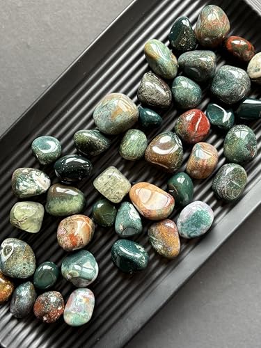 Image of Tumbled Stones, Natural Crystal Healing Stones, Home Office Decor, Aquarium Decorative Pebbles, Vase Fillers (Bloodstone, 200)