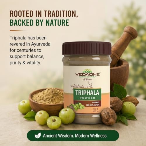 Image of Vedaone USDA Organic Triphala (Amala+Harde+Behda) Powder - 100g For Detoxification (Pack of 3)