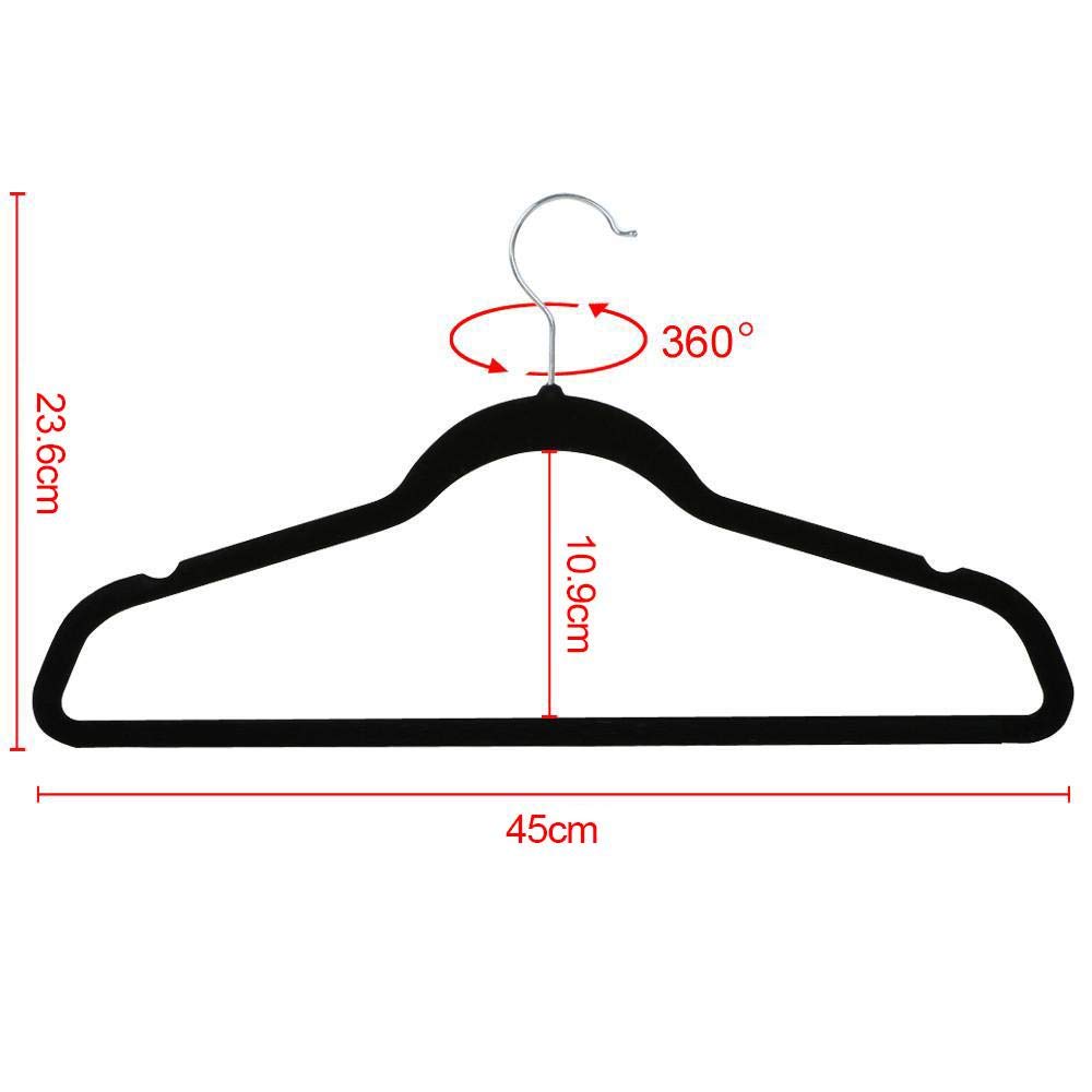 Yaheetech Juego de 50 Perchas Aterciopeladas Perchas Terciopelo Antideslizantes Non-Slip Suit Clothes Hangers para Vestido Pantalón Ropa Colgador Falda Trajes Negro