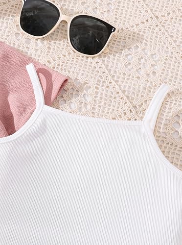 Image of Hilinker Girls 3 Piece Summer Outfits Graphic Crop Tee and Cami Top with Shorts Set