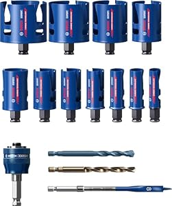 Bosch 11x EXPERT Construction Material Lochsäge Set (für Weichholz, Grobspanplatte, Ø 20-76 mm, Professional Zubehör Bohrmaschine/Schrauber)