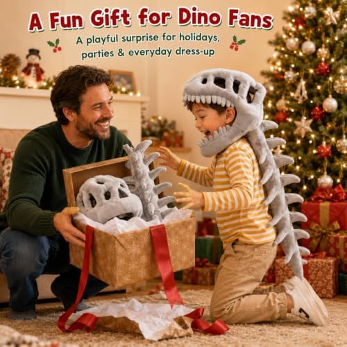 Dinosaur Skeleton Costume β 3D Spinosaurus Skull Mask & Plush Spine for Halloween, Cosplay & Dress-Up Play (29.5in) - 5