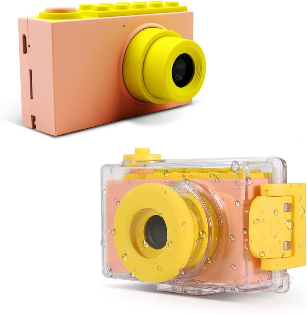 myFirst Underwater Camera for Kids, HD 1080P Waterproof Digital Camera with 2" Screen, 8MP Robust Kids Action Camera Portabl Video Record Included 4GB SD Card for Swimming, Beach, Water Park - Pink