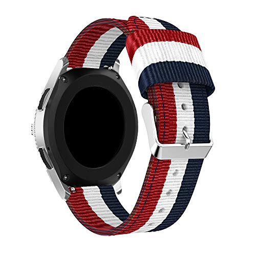 20mm Nylon Sport Quick Release Bands Compatible with Garmin vivoactive3/Forerunner 645/Galaxy Watch 42mm Bands/Active2 44mm 40mm, TICWATCH 2/E Men Women(20mm,red/blue)
