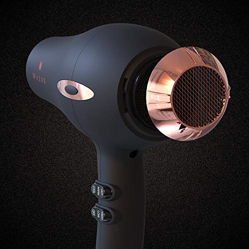 Wazor Hair Dryer Gift Set,Professional Salon Negative Ionic Blow Dryer 1875W Fast Drying With Diffuser And Comb Mid-Size Black Color #TOP3