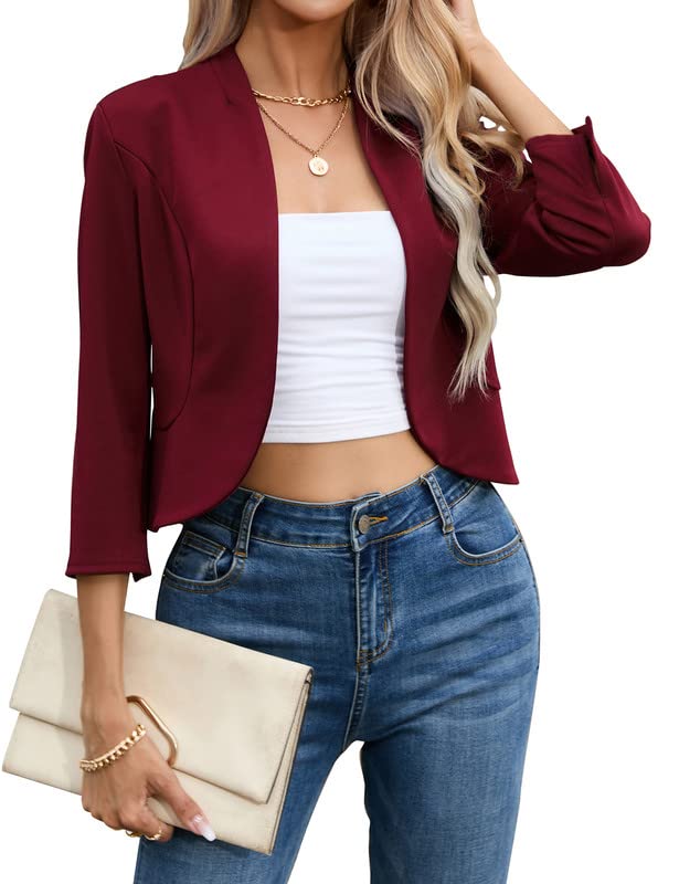 Clearlove Damen Blazer Anzug Offene Front Cardigan 3/4 Ärmel Casual Arbeit...