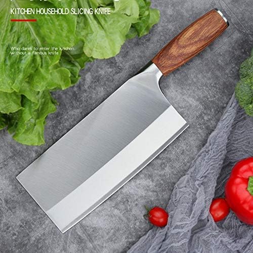 MAYiT Meat Cleaver Knife, Professional 7 inch Chinese Kitchen Knife German Steel Chef Knife Carbon Fiber Kitchen Cooking Knife Kitchen Meat Cleaver Pakkawood Handle