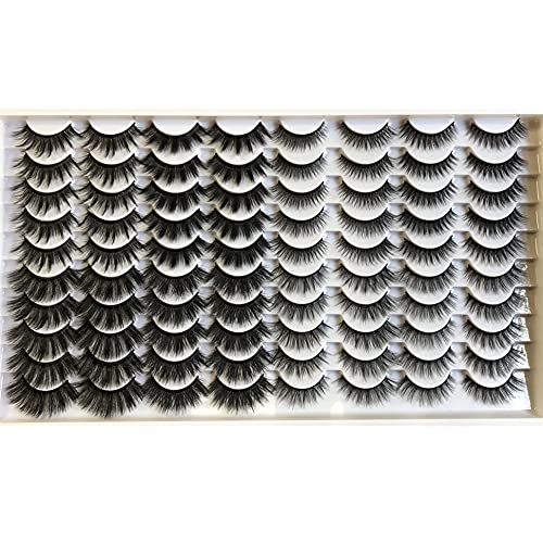 Pooplunch False Eyelashes Wholesale Faux Mink Lashes 40 Pairs Pack Natural & Dramatic Mixed Fluffy Wispy Fake Eye Lashes Bulk