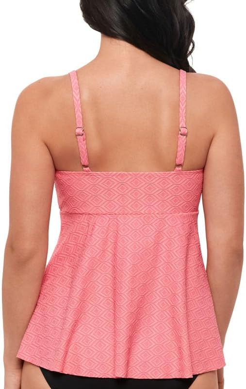 Swim Solutions Women's Textured Underwire Tankini Top (Guava, 12) - Image 3