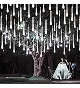 Solar Meteor Shower Lights, Solar Christmas Lights 16 Tubes 384 LEDs (Equivalent to 2 Sets of 8-T...