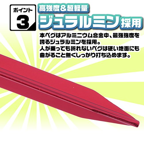 ウミネコ(UMiNEKO) テント ペグ 長め 20cmクラス ジュラルミン製 25cm セット 赤 6枚目