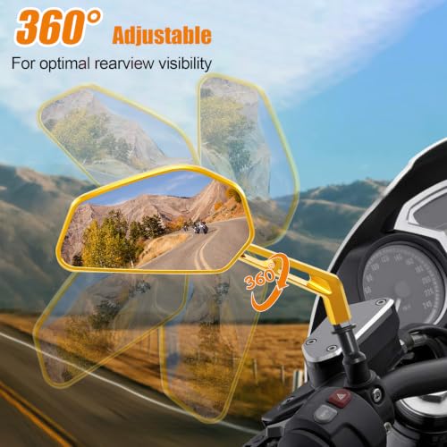 Image of Gold Motorcycle Carbon Fiber Rearview Mirrors for Harley Touring