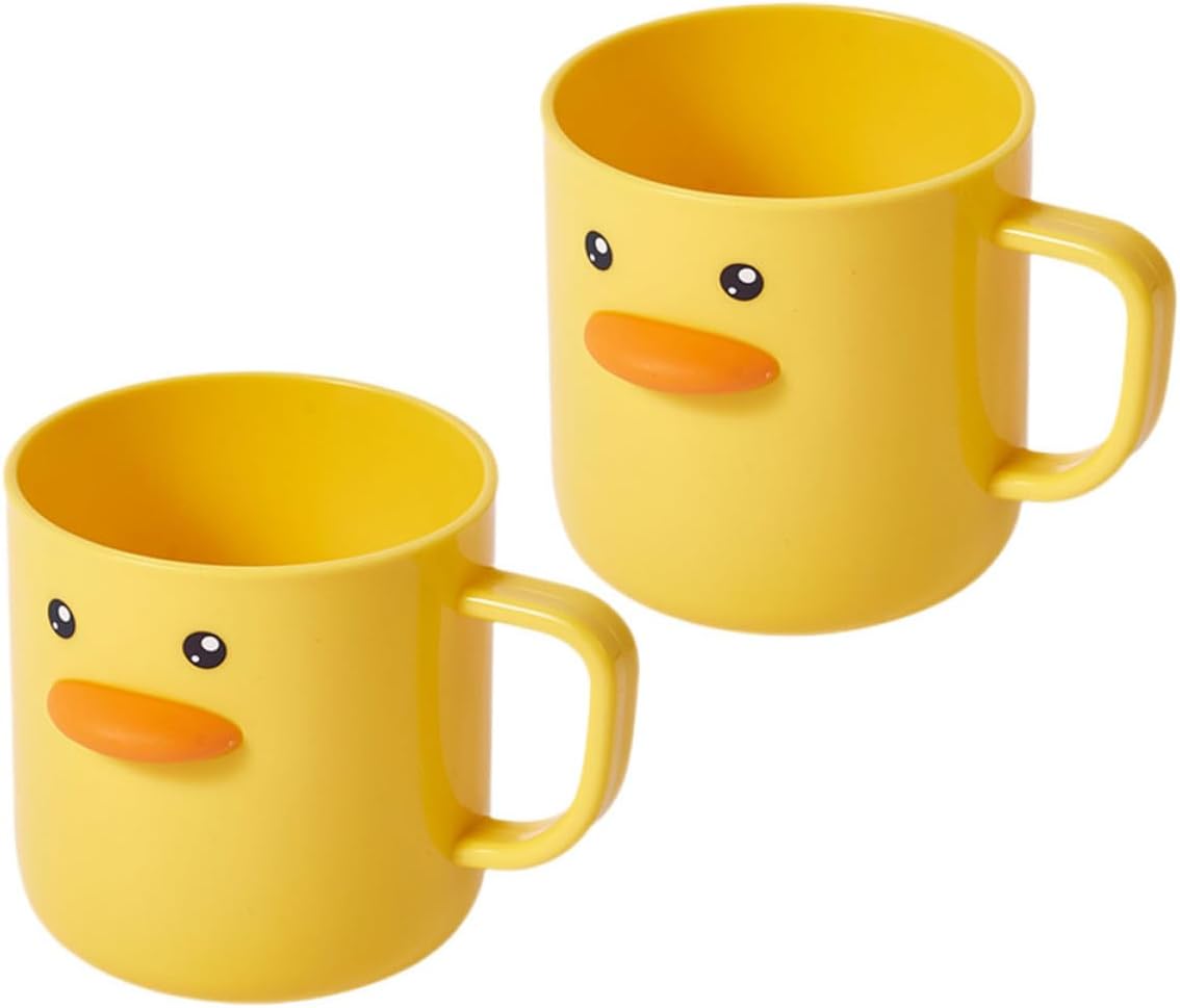 OSALADI 2pcs Cute Duck Toothbrush Cups for Plastic Brushing and Drinking Cups Household Bathroom Storage Holder
