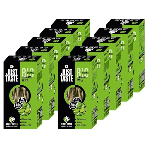 JUST TASTE – BIO Edamame Spaghetti/Capellini - 37g PROTEIN - Edamame Nudeln ideal für Sportler - Low Carb - 250g (10er Pack; Alternativ als 2,5kg Big Pack)