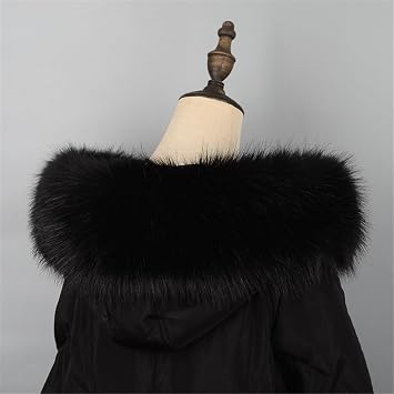 Faux Fur Trim for Hood Replacement with Buttons, Faux Fur Collar Detachable Hood Trim Replacement Winter Fluffy Furry Collar Neck Warmer Scarf Wrap for Winter Coat Sweater Jacket Unisex