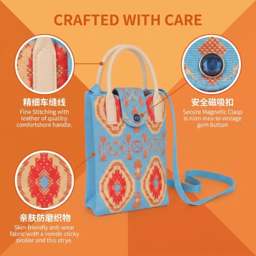 FIQLUL Pochette Telephone Portable Femme Style Bohème - Petit Sac Bandoulière Femme Ethnique avec Gland et Poignée en Cuir - Sacoche Légère pour Voyage, Shopping et Festivals – vue 7