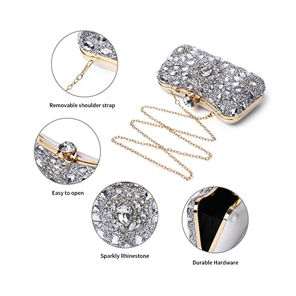 Labair Womens Clutch Purse Rhinestone Evening Bag Floral Crystal Clutch Bag Sparkly Purse Wedding Prom Bridal Handbags - Image 5